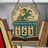 Books Read This Year Tracker - Wooden Castle and Dragon Library Sign, Fantasy Book Counter, Personalized Gift for Readers, Book Lover Gift