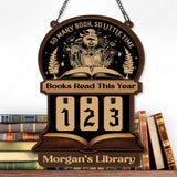 Books Read This Year Tracker - Gothic Skeleton Reading Sign, So Many Books So Little Time, Dark Academia Library Counter, Book Lover Gift