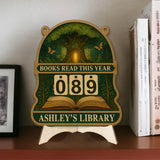 Enchanted Forest Books Read Tracker Sign, Tree of Knowledge Wooden Library Decor, Personalized Reading Counter, Book Lover Gift