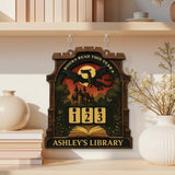 Books Read This Year Tracker - Black Dragon Castle Reading Sign, Gothic Fantasy Wooden Library Counter, Personalized Book Lover Gift