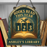 Books Read This Year Tracker - Dragon Cave Castle Library Sign, Fantasy Wooden Reading Decor, Personalized Book Lover Gift