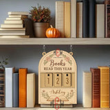 Books Read This Year Tracker - Floral Wooden Reading Sign, Personalized Book Counter with Open Book Design, Book Lover Gift