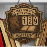 Cases Solved This Year Tracker - Detective Theme Wooden Sign, Mystery Lover Gift, Personalized Investigator Counter, Sherlock Office Decor