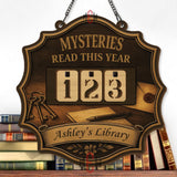 Mysteries Read This Year Tracker - Detective Keys and Letter Design, Personalized Wooden Library Sign, Mystery Book Counter, Sleuth Gift
