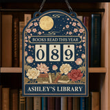 Personalized Wooden Book Tracker Sign, Books Read This Year Counter, Custom Library Reading Tracker, Gift for Book Readers