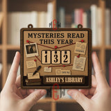 Mysteries Read This Year Tracker - Detective Evidence Board Wooden Sign, Personalized Library Counter, Mystery Reader Gift,Sleuth Room Decor
