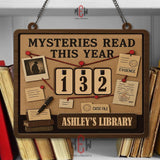 Mysteries Read This Year Tracker - Detective Evidence Board Wooden Sign, Personalized Library Counter, Mystery Reader Gift,Sleuth Room Decor