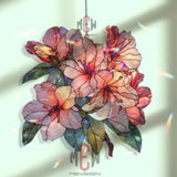 Acrylic Azalea Flower Suncatcher, Pink Floral Window Decor, Stained Glass Style Hanging Art, Spring Garden Gift, Bright Home Decoration