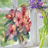 Acrylic Azalea Flower Suncatcher, Pink Floral Window Decor, Stained Glass Style Hanging Art, Spring Garden Gift, Bright Home Decoration