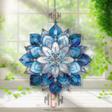 Blue Mandala Acrylic Suncatcher, Stained Glass Style Lotus Window Art, Spiritual Home Decor, Boho Gift for Meditation and Relaxation
