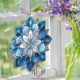 Blue Mandala Acrylic Suncatcher, Stained Glass Style Lotus Window Art, Spiritual Home Decor, Boho Gift for Meditation and Relaxation