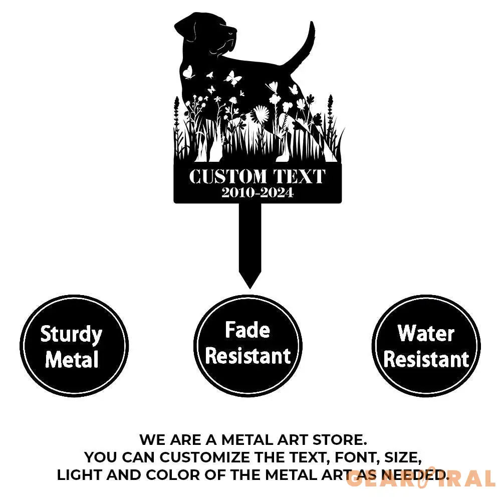 In Loving Memory Dog Stake - Name and Year Metal Sign - Personalized Monogram Dog Shape Metal Stake - Pet Loss Gift