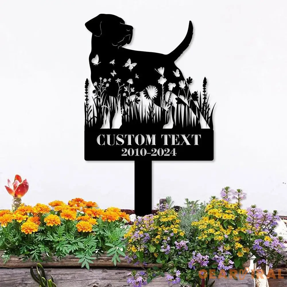 In Loving Memory Dog Stake - Name and Year Metal Sign - Personalized Monogram Dog Shape Metal Stake - Pet Loss Gift