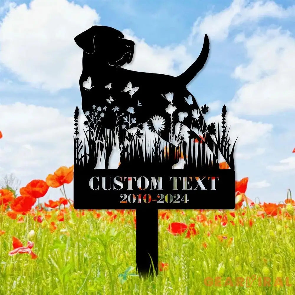 In Loving Memory Dog Stake - Name and Year Metal Sign - Personalized Monogram Dog Shape Metal Stake - Pet Loss Gift