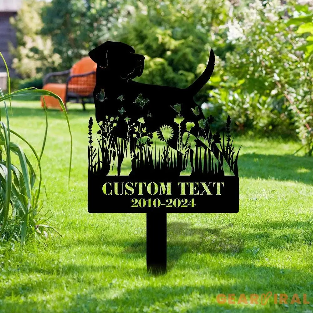 In Loving Memory Dog Stake - Name and Year Metal Sign - Personalized Monogram Dog Shape Metal Stake - Pet Loss Gift