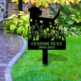 In Loving Memory Dog Stake - Name and Year Metal Sign - Personalized Monogram Dog Shape Metal Stake - Pet Loss Gift