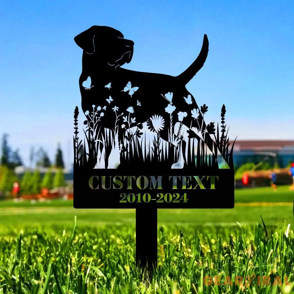 In Loving Memory Dog Stake - Name and Year Metal Sign - Personalized Monogram Dog Shape Metal Stake - Pet Loss Gift