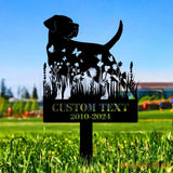 In Loving Memory Dog Stake - Name and Year Metal Sign - Personalized Monogram Dog Shape Metal Stake - Pet Loss Gift