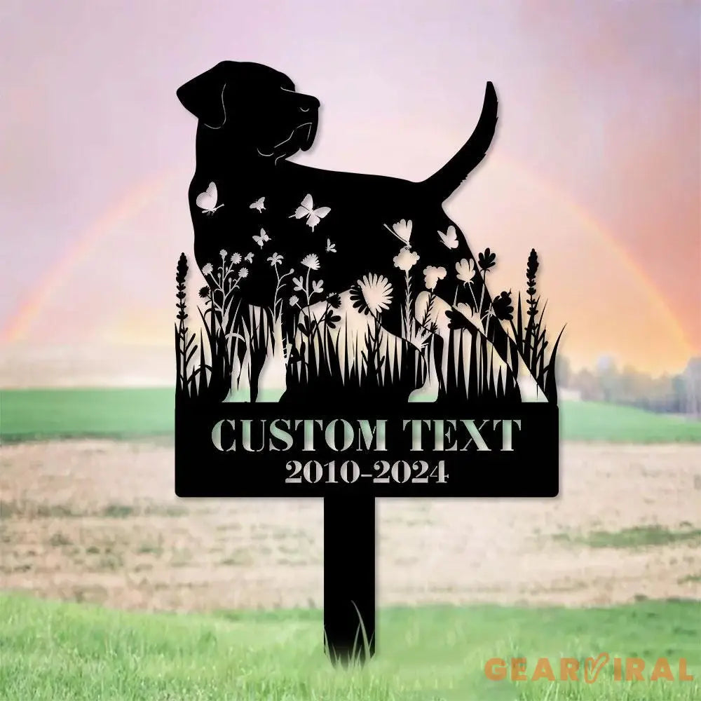 In Loving Memory Dog Stake - Name and Year Metal Sign - Personalized Monogram Dog Shape Metal Stake - Pet Loss Gift