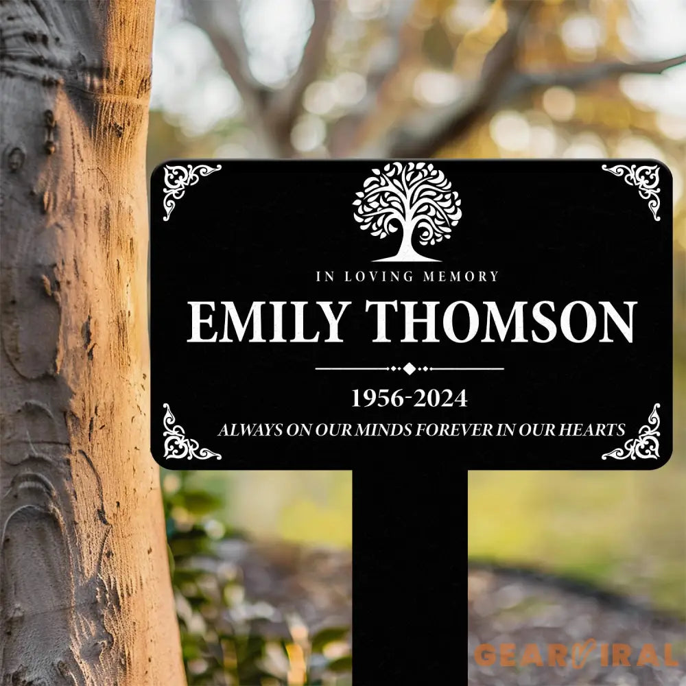 In Loving Memory Grave Marker – Personalized Outdoor Memorial Plaque with Name and Dates – Custom Memorial Plaque for
