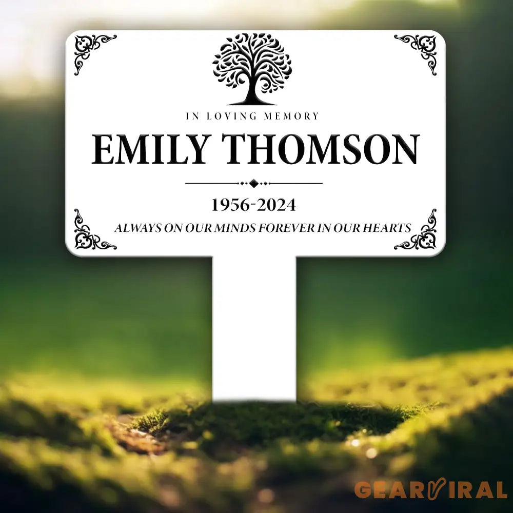 In Loving Memory Grave Marker – Personalized Outdoor Memorial Plaque with Name and Dates – Custom Memorial Plaque for