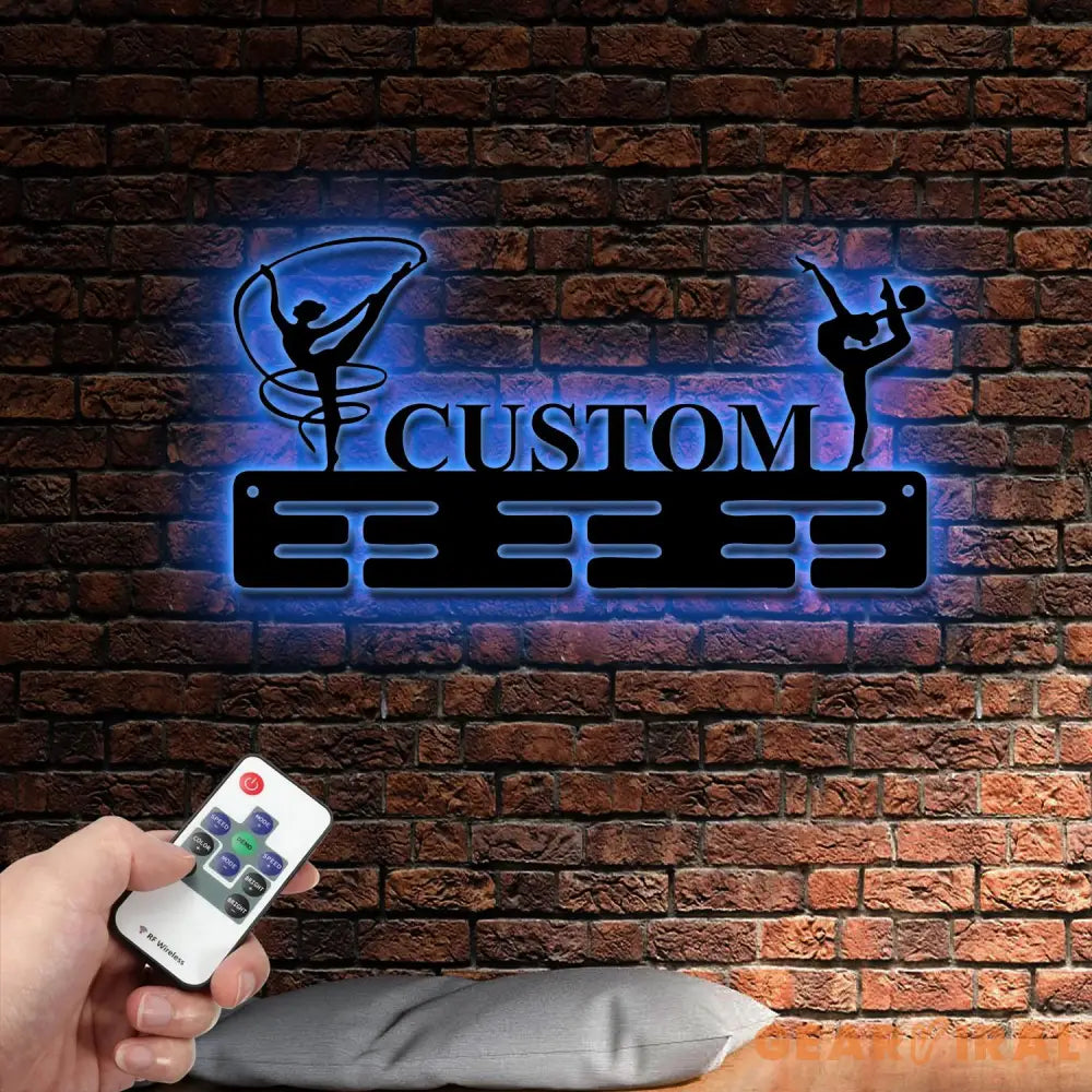 irl Gymnastics Medal Hanger with Led Light Personalized Name Metal Sign Gymnast Medal Holder Monogram Gymnast Medal