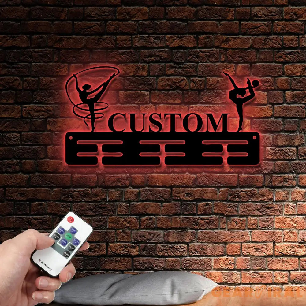 irl Gymnastics Medal Hanger with Led Light Personalized Name Metal Sign Gymnast Medal Holder Monogram Gymnast Medal