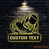 Ironworker Stick Welder Metal Sign Personalized Ironworker Name Led Metal Sign Outdoor Door Decor Stick Welder Wall Art