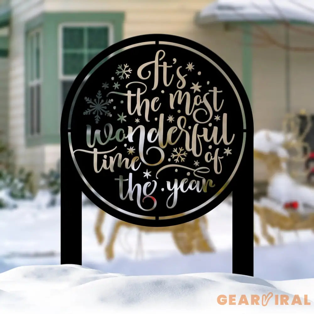 It’s The Most Wonderful Time Of The Year Metal Stake Outdoor Christmas Decor Holiday Decor Merry Christmas Sign Outdoor