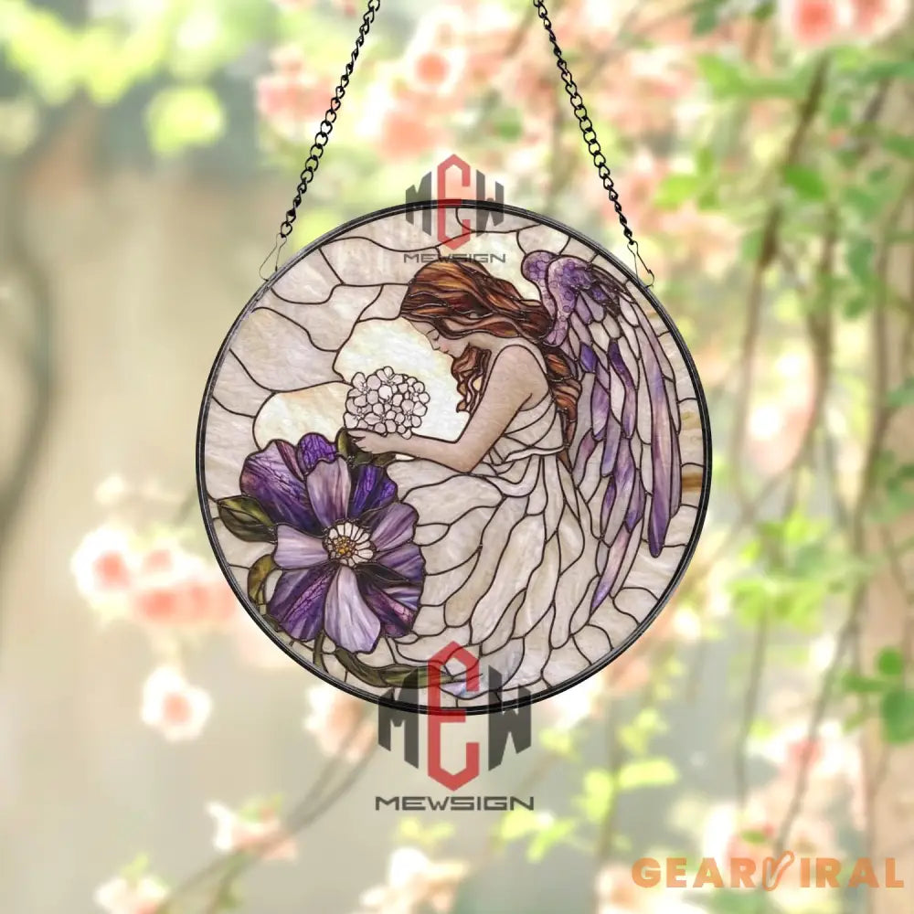 Japanese Landscape Stained Glass Suncatcher Mount Fuji Window Hanging Pagoda & Cherry Blossom Art Rising Sun Decor Zen