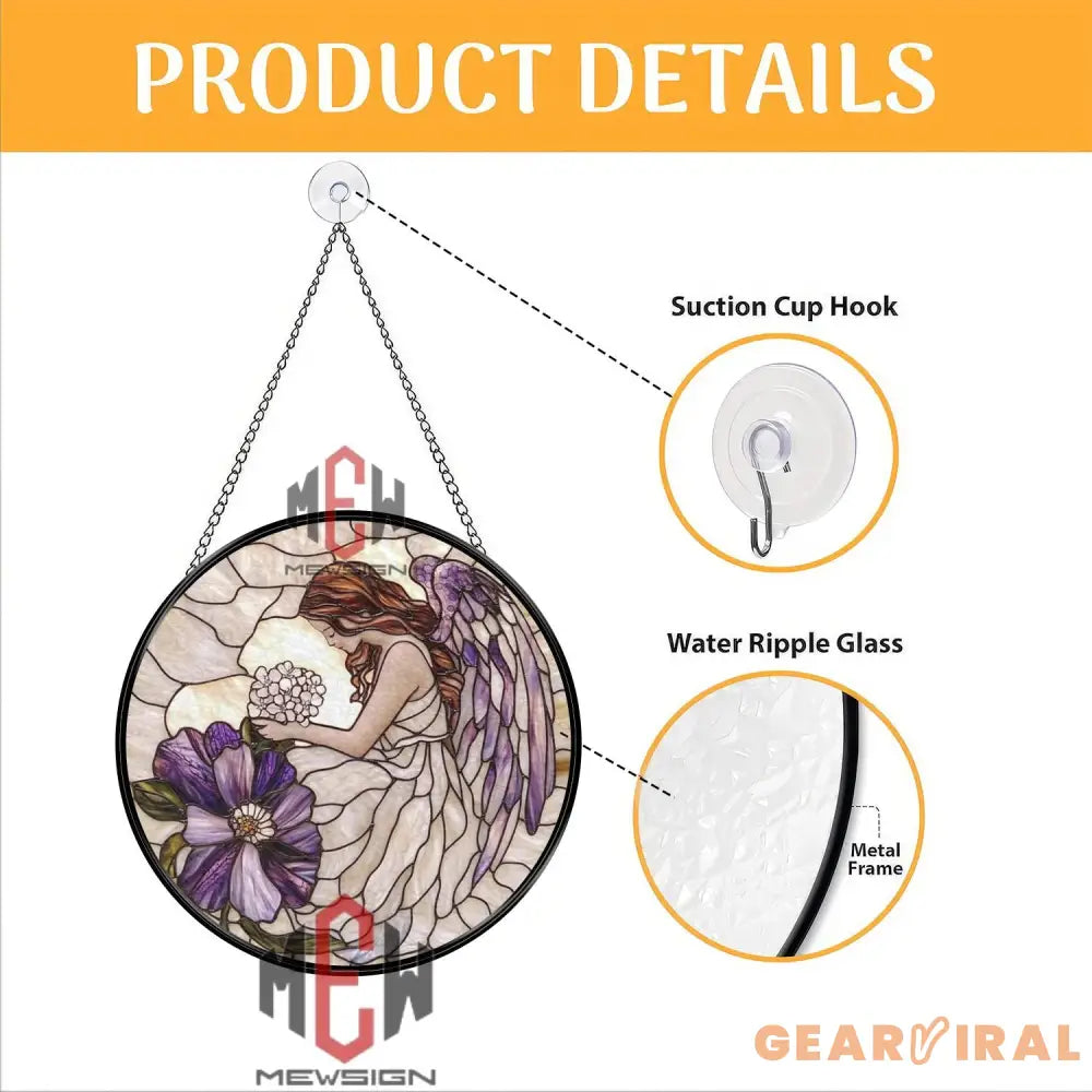 Japanese Landscape Stained Glass Suncatcher Mount Fuji Window Hanging Pagoda & Cherry Blossom Art Rising Sun Decor Zen