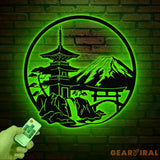 Japanese Scene Metal Art with Led Lights Torii Gate Metal Wall Decor Japanese Theme Wall Sign Japanese Bedroom Decor