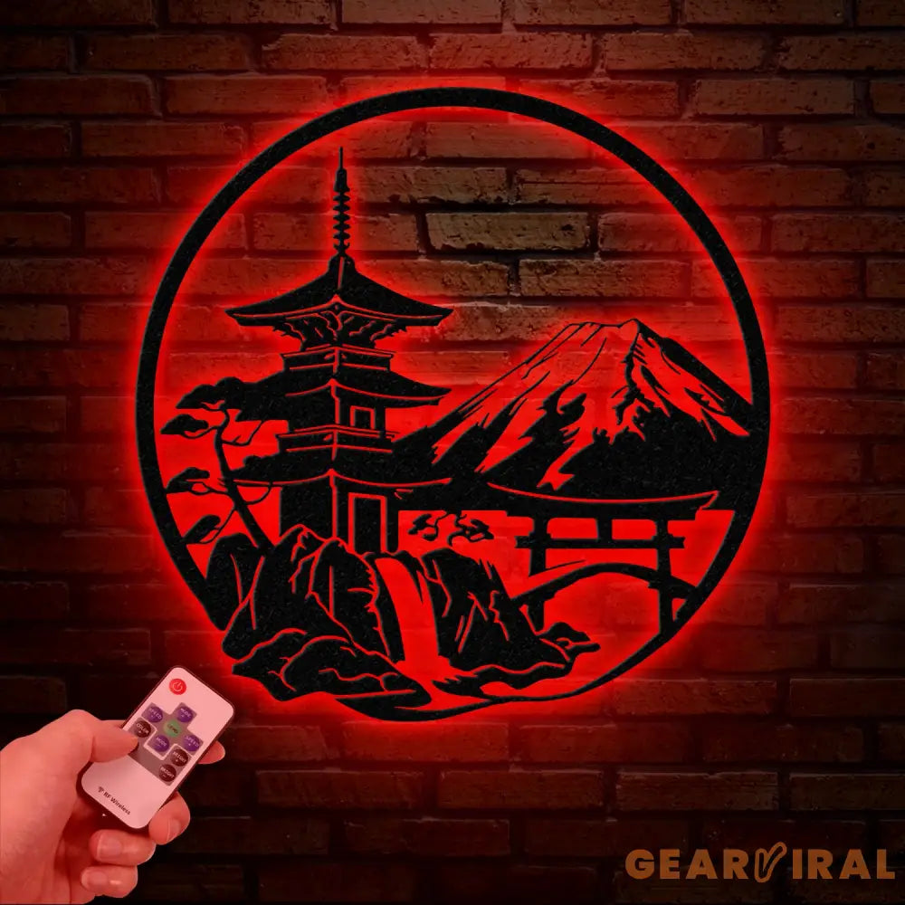 Japanese Scene Metal Art with Led Lights Torii Gate Metal Wall Decor Japanese Theme Wall Sign Japanese Bedroom Decor