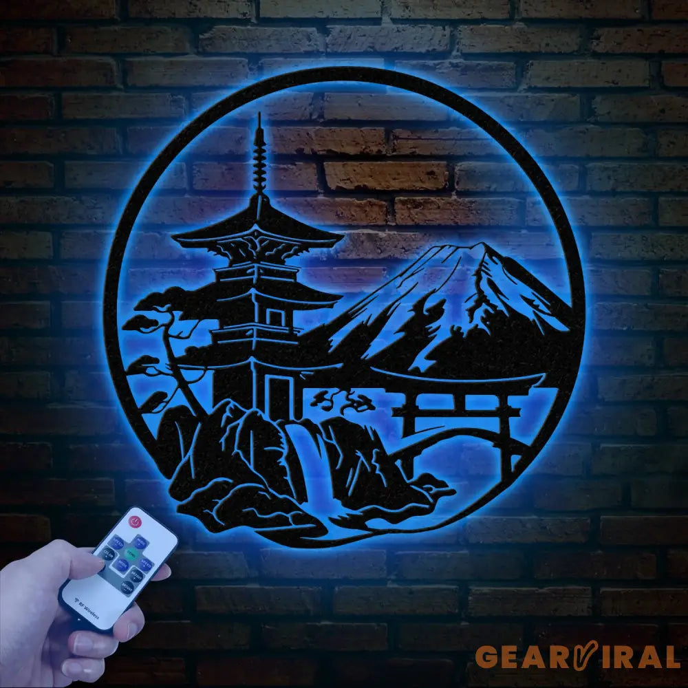 Japanese Scene Metal Art with Led Lights Torii Gate Metal Wall Decor Japanese Theme Wall Sign Japanese Bedroom Decor