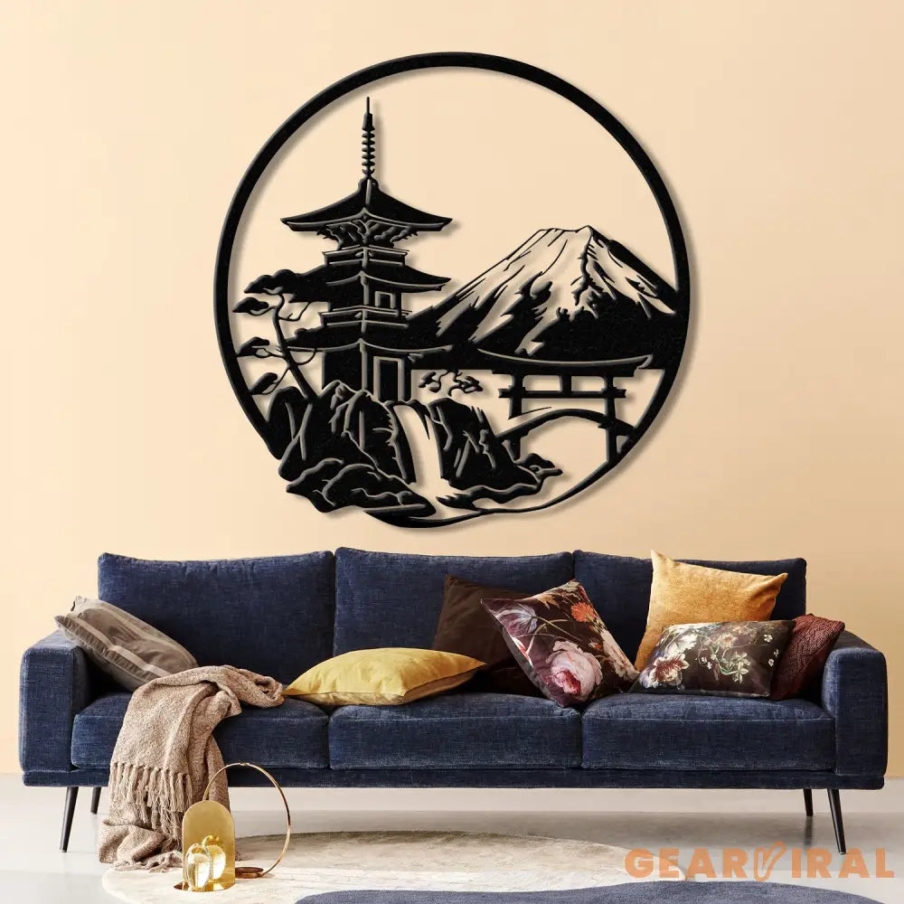 Japanese Scene Metal Art with Led Lights Torii Gate Metal Wall Decor Japanese Theme Wall Sign Japanese Bedroom Decor