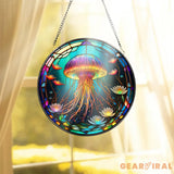 Jellyfish Suncatcher Ornament Jellyfish Glass Window Hanging Jelly Fish Sun Catcher Home Decor Coastal Room Decor Ocean