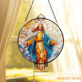 Jesus Christ Resurrection Stained Glass Suncatcher Radiant Savior Window Panel Christian Wall Art Easter Faith Home
