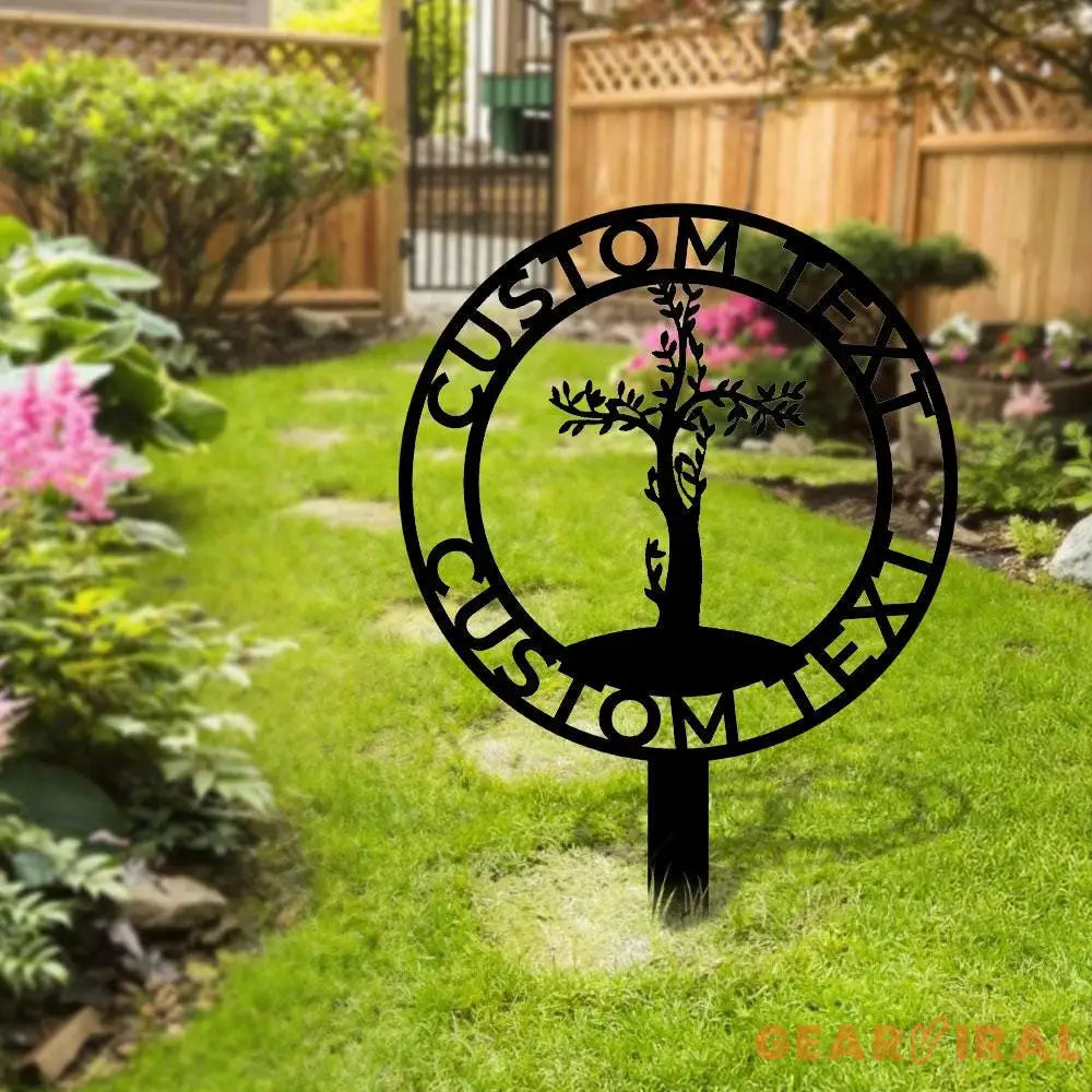 Jesus Cross Garden Sign Life Tree Metal Stake Personalized Name Yard Sign Outdoor Door Garden Decor Metal Sign