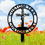 Jesus Cross Garden Sign Life Tree Metal Stake Personalized Name Yard Sign Outdoor Door Garden Decor Metal Sign