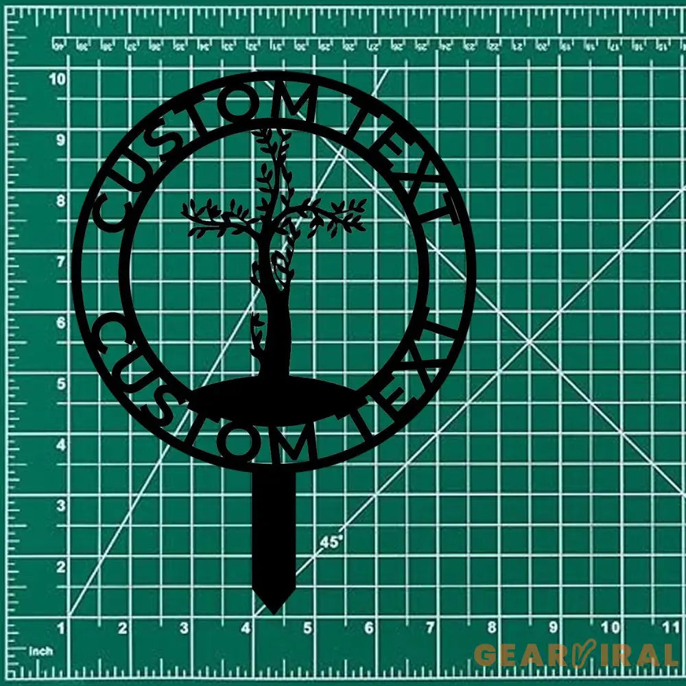 Jesus Cross Garden Sign Life Tree Metal Stake Personalized Name Yard Sign Outdoor Door Garden Decor Metal Sign