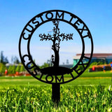 Jesus Cross Garden Sign Life Tree Metal Stake Personalized Name Yard Sign Outdoor Door Garden Decor Metal Sign