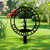 Jesus Cross Garden Sign Life Tree Metal Stake Personalized Name Yard Sign Outdoor Door Garden Decor Metal Sign