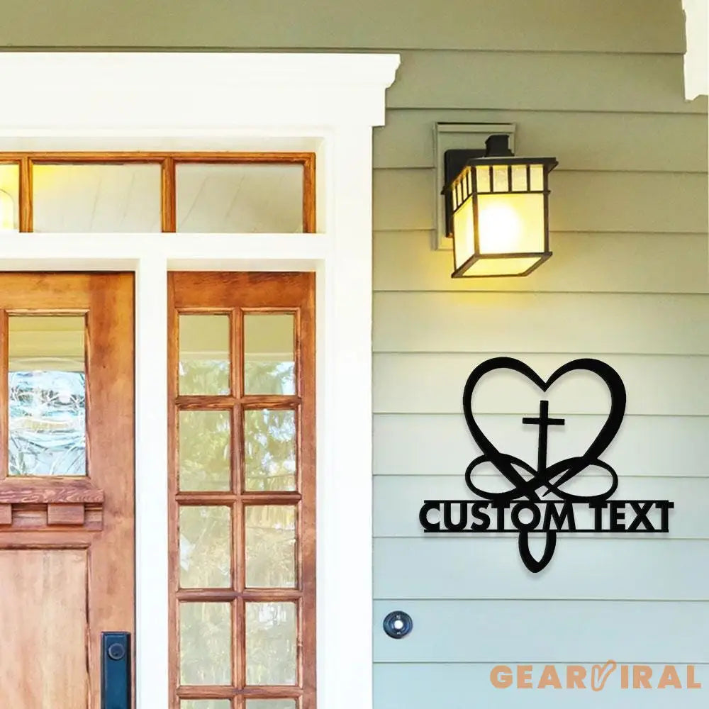 Jesus Cross Garden Sign Life Tree Metal Stake Personalized Name Yard Sign Outdoor Door Garden Decor Metal Sign