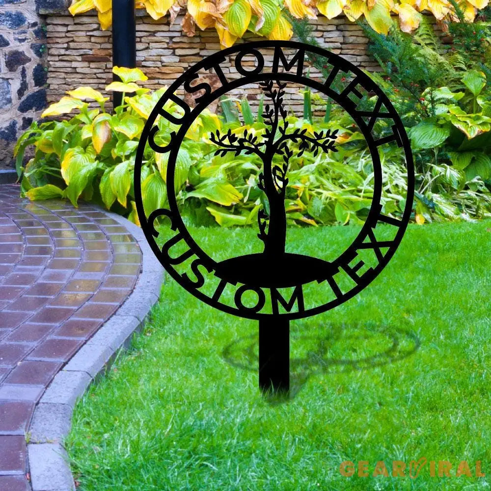 Jesus Cross Garden Sign Life Tree Metal Stake Personalized Name Yard Sign Outdoor Door Garden Decor Metal Sign