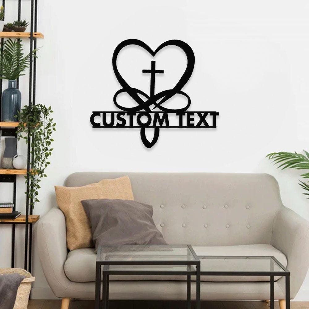 Jesus Cross Garden Sign ,  Life Tree Metal Stake, Personalized Name Yard Sign, Outdoor Door Garden Decor, Metal Sign, Housewarming