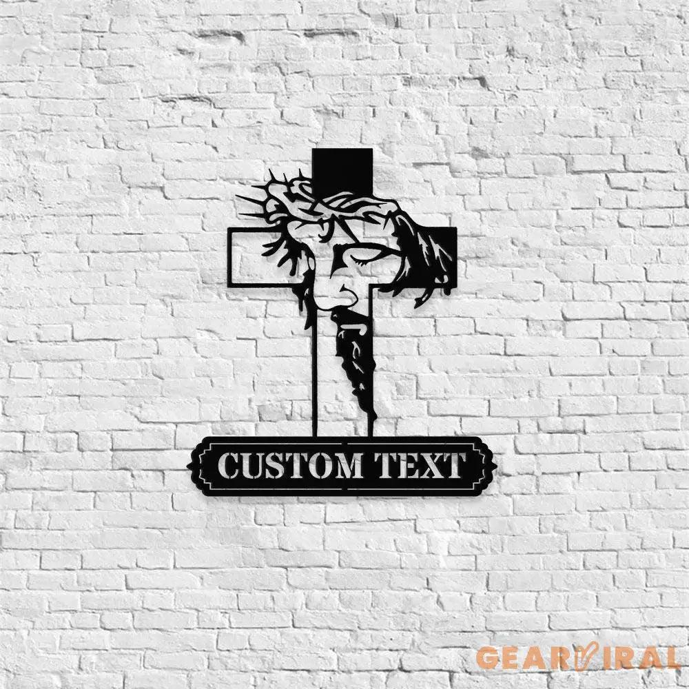 Jesus Cross Sign Christian Metal Sign Decor Personalized Christian Name Sign Outdoor Door Jesus Decor Cross Metal Sign