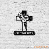 Jesus Cross Sign Christian Metal Sign Decor Personalized Christian Name Sign Outdoor Door Jesus Decor Cross Metal Sign