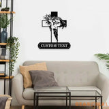 Jesus Cross Sign Christian Metal Sign Decor Personalized Christian Name Sign Outdoor Door Jesus Decor Cross Metal Sign