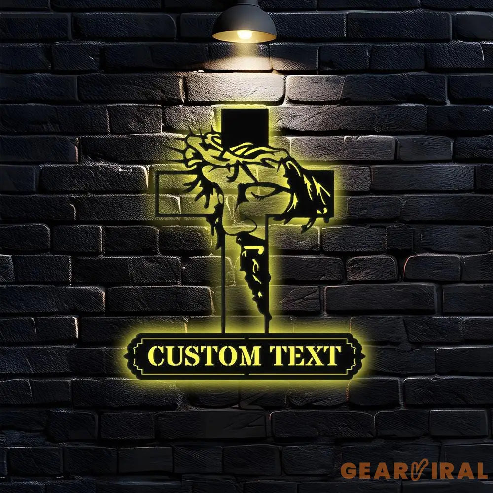 Jesus Cross Sign Christian Metal Sign Decor Personalized Christian Name Sign Outdoor Door Jesus Decor Cross Metal Sign