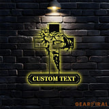 Jesus Cross Sign Christian Metal Sign Decor Personalized Christian Name Sign Outdoor Door Jesus Decor Cross Metal Sign